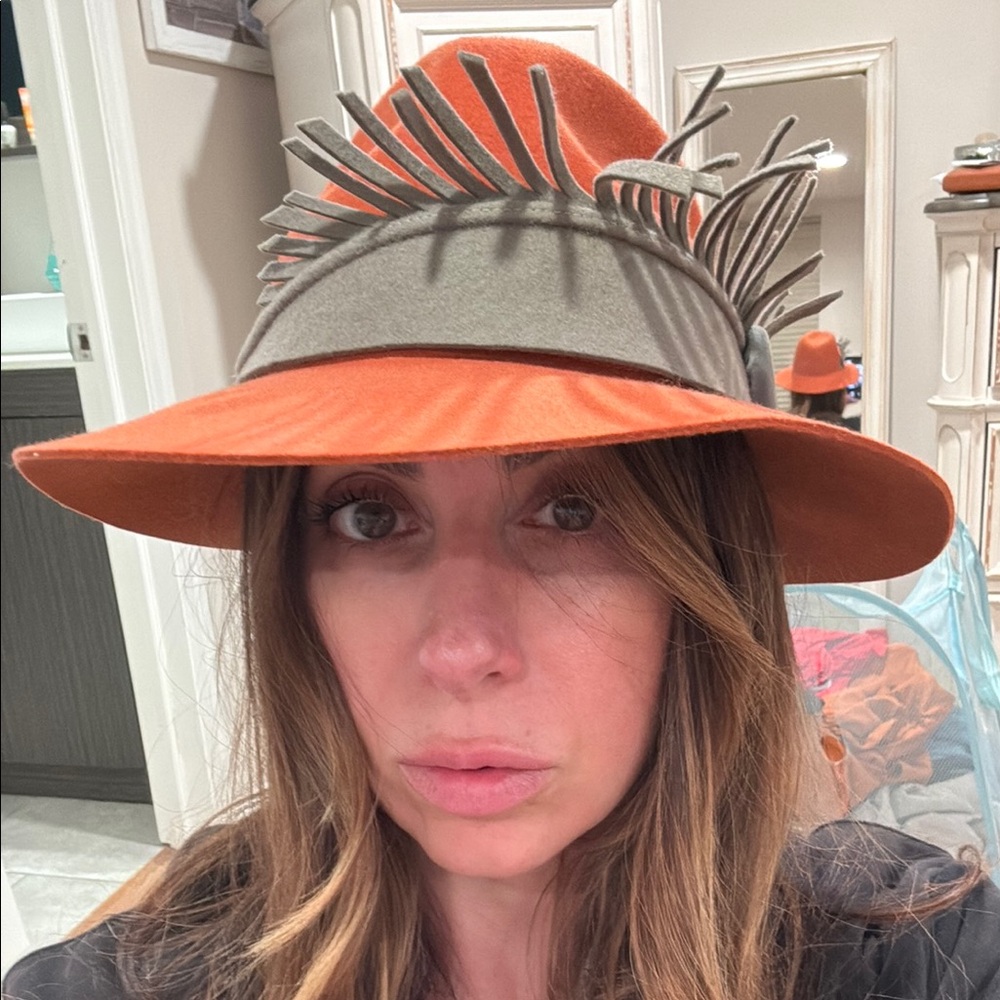 Stylish Orange and Gray Women's Hat